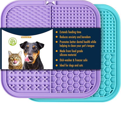 Licking Mat for Dogs & Cats with Suction Cup – Slow Feeder Pad for Bath Time, Boredom & Anxiety Relief, Peanut Butter Treat Lick Mat, Available in 1, 2 & 4-Pack