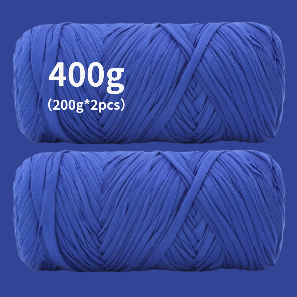 T-Shirt Fabric Yarn 400g (2 x 200g) Chunky Cotton Blend in 49 Colors – Soft Thick Yarn for Crochet Baskets, Bags, Rugs, Macrame & Knitting Projects – Beginner-Friendly Craft Yarn