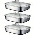 Stainless Steel Baking Pans with Lids Set – Extra Large Non-Stick Heavy Duty Rectangular Oven Trays for Roasting Bread Desserts Seafood BBQ Buffet Serving, 2 4 6 8 Pack Options
