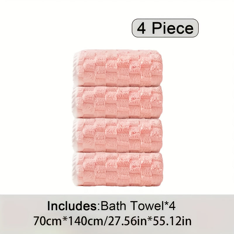 Waffle Weave Bath Towels 4-Pack & 8-Pack Ultra-Soft Quick-Dry Microfiber – Super Absorbent 281g/m² 80/20 Polyamide Spa Gym Travel Towels, Lint-Free Antimicrobial, Multiple Colors