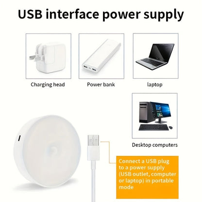 LED Motion Sensor Night Lights USB Rechargeable Wireless Wall Lamp Dual Mode Adjustable Brightness Magnetic Mount Under Cabinet Lighting for Kitchen Hallway Stairs Closet 6 or 12 Pack