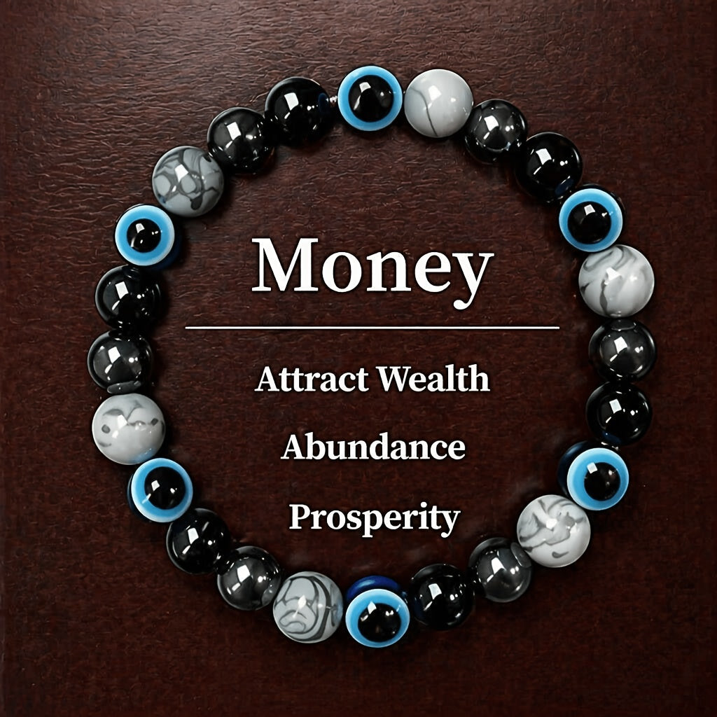 9pcs Natural Stone & Glass Bead Layered Bracelet Set – 8mm Handcrafted Beaded Bracelets with Zinc Alloy Accents, Elegant Stackable Jewelry for Women, Perfect Gift for Parties, Banquets & Festivals