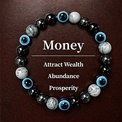 9pcs Natural Stone & Glass Bead Layered Bracelet Set – 8mm Handcrafted Beaded Bracelets with Zinc Alloy Accents, Elegant Stackable Jewelry for Women, Perfect Gift for Parties, Banquets & Festivals