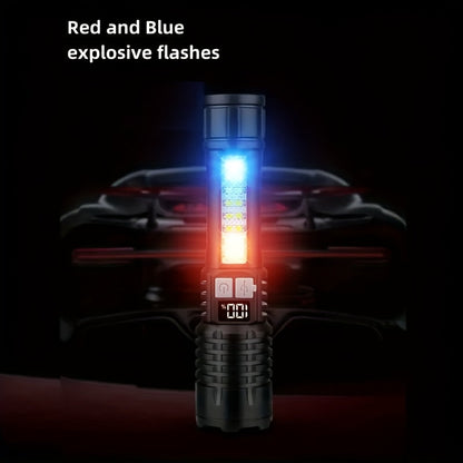2 Pack Rechargeable LED Tactical Flashlight with Telescopic Zoom, COB Side Light & 5 Modes, High Power Handheld Flashlight USB-C for Camping Hiking Biking Emergency – Best Gift for Him