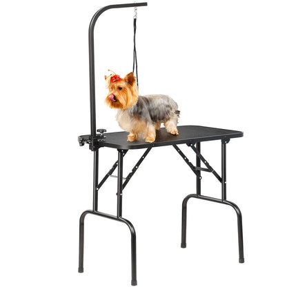 Foldable Pet Grooming Table for Dogs & Cats, Height-Adjustable Arm with Non-Slip Waterproof Surface & Folding Legs, Portable Home & Professional Pet Beauty Station