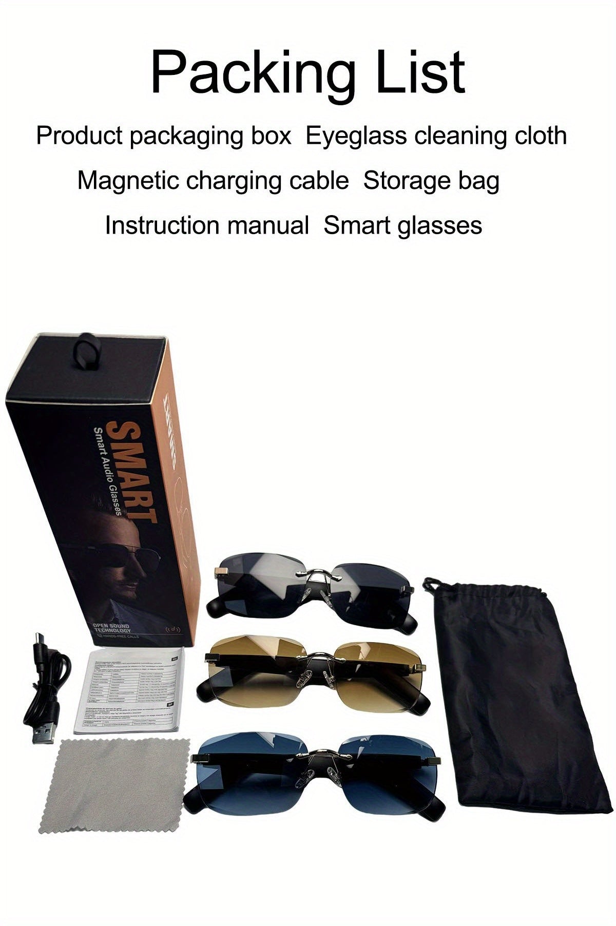 Bluetooth Smart Glasses with Touch Controls & Open Ear Audio – Integrated Microphone, Hands-Free Calls & Music, Polarized Lens, Ideal for Outdoor Sports, Driving & Everyday Wear