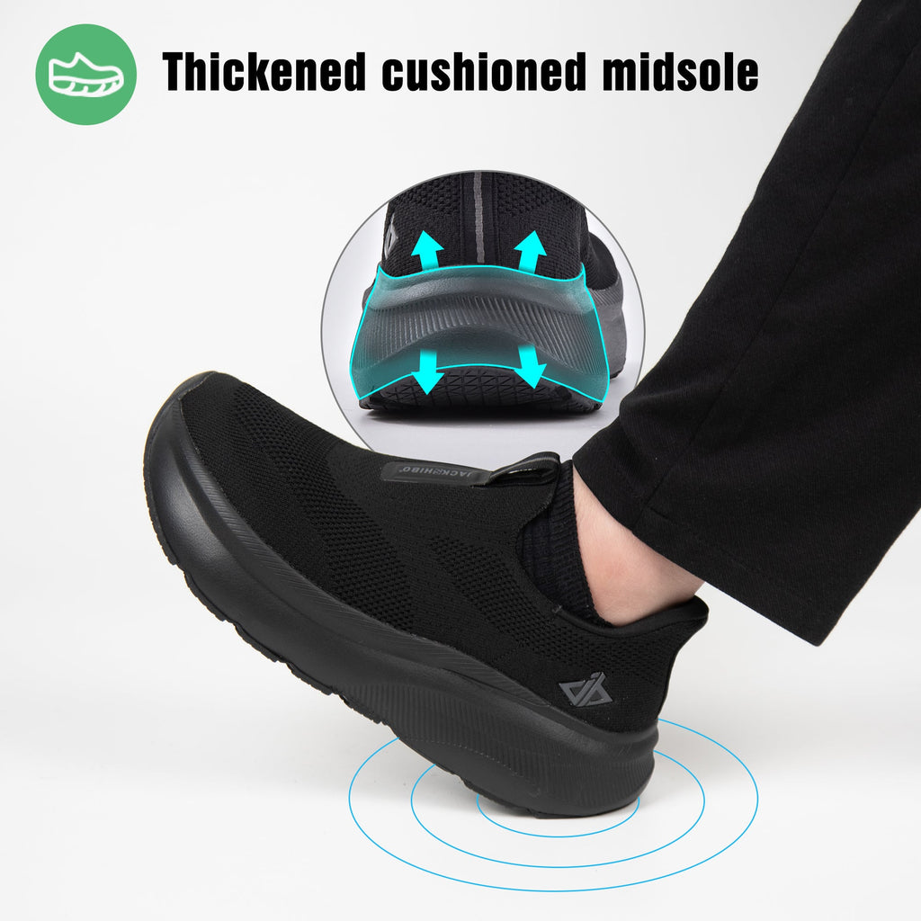 Men's Hands-Free Slip-In Sneakers – Wide Toe Box, Zero Drop Sole, Cushioned Mesh Walking Shoes for Casual & Everyday Wear – Rubber Sole, Pull-On Design (US 8–13.5)