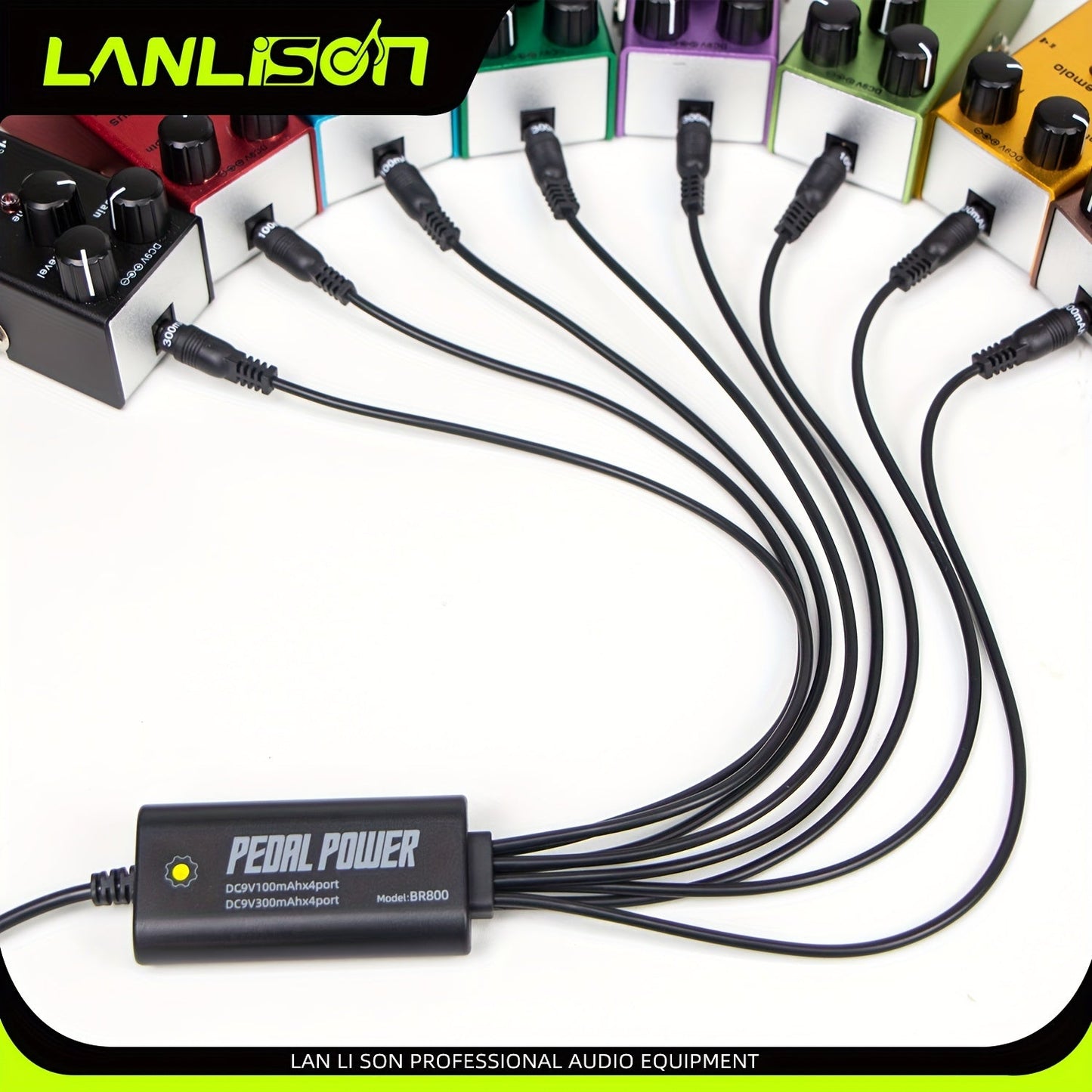 8-Port Isolated Guitar Pedal Power Supply with USB Charging – Noise-Free DC 9V 12V 18V Outputs for Effects Pedals & Accessories, Compatible with Most Guitar Pedalboards