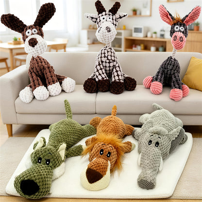 6pcs Squeaky Plush Dog Toys – Cute Animal-Shaped Chew & Teething Set, Interactive Plush Toys for Small & Medium Dogs, Anxiety Relief & Teeth Cleaning, Safe & Durable