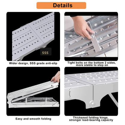 Scaffolding Work Platform 800Lb Heavy Duty Adjustable Height 31.5–49" – Folding Portable Step Ladder with Anti-Slip Feet & Safety Lock for Painting, Drywall, RV Cleaning, Car Washing & Home Decorating
