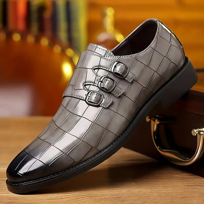 Men's Stone Textured Monk Strap Dress Shoes Slip-On Formal Loafers – Fashion Elegant Oxford Style for Business, Wedding & Special Occasions, Sizes US 6–12.5