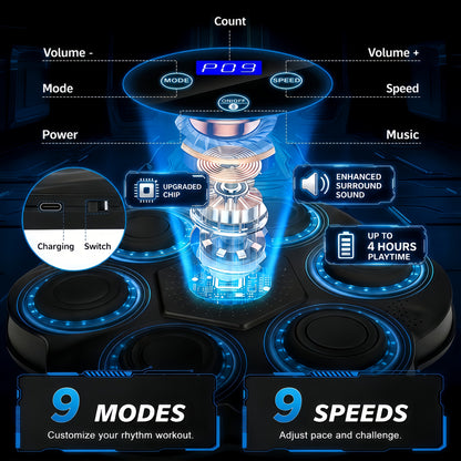 Wall Mounted Music Boxing Machine with LED Lights & Wireless Bluetooth – 9 Speed Levels, 9 Modes, Intelligent Hit Counter, Adjustable Height, No-Drill Install, Home Gym Punching Trainer with Free Boxing Gloves