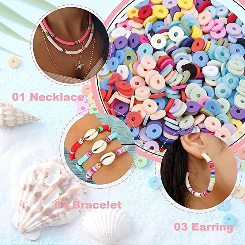7200pcs Clay Beads Bracelet Making Kit Colorful Soft Clay Beads for DIY Friendship Bracelets Jewelry Making with Storage Box Complete Bead Set for Girls Kids Teens Adults Craft Supplies