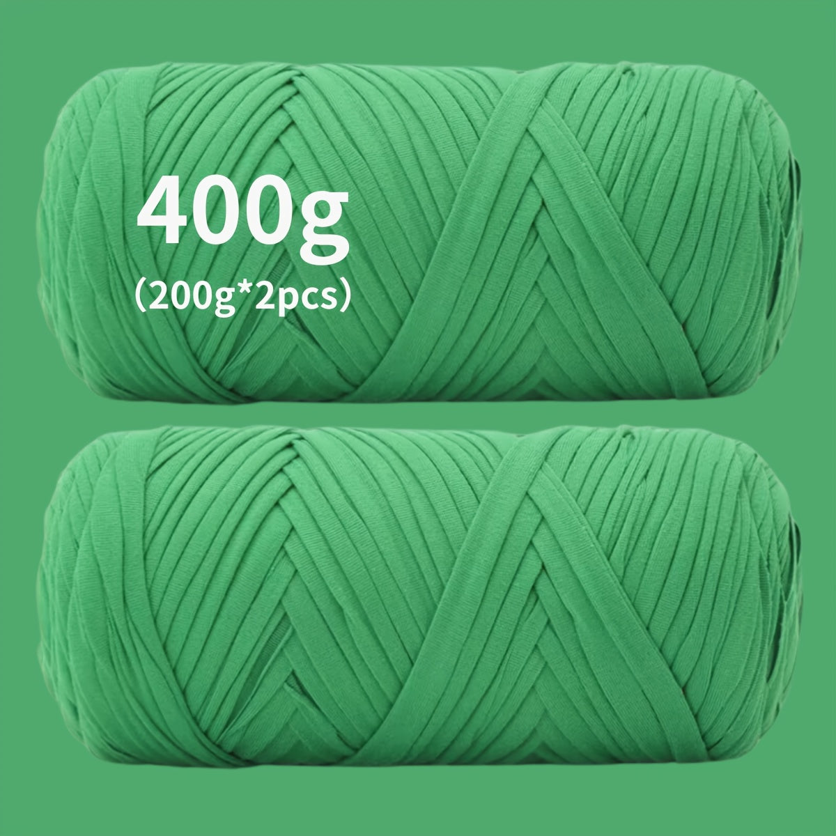 T-Shirt Fabric Yarn 400g (2 x 200g) Chunky Cotton Blend in 49 Colors – Soft Thick Yarn for Crochet Baskets, Bags, Rugs, Macrame & Knitting Projects – Beginner-Friendly Craft Yarn