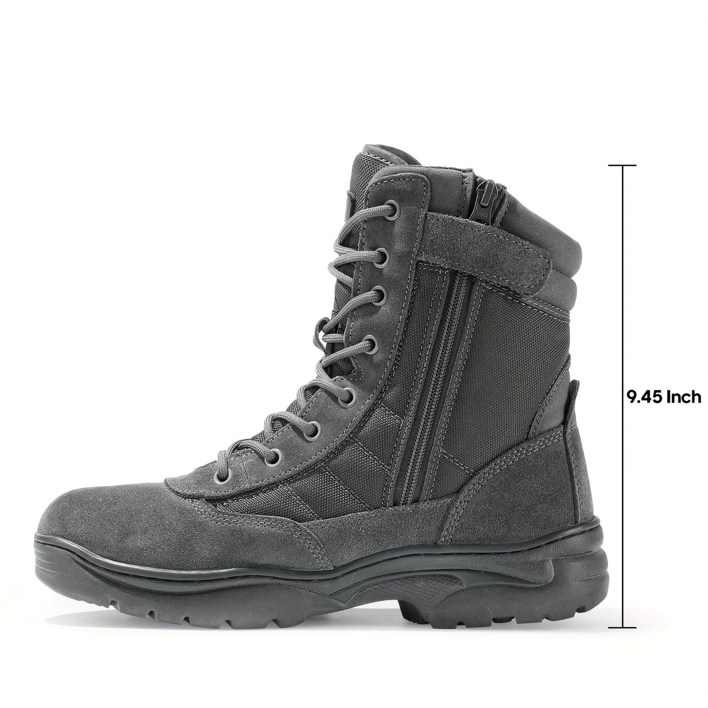 Men's Leather Tactical Combat Boots Side Zipper 9-Inch Non-Slip Lightweight - Hiking Motorcycle Outdoor Boots US 6.5-15