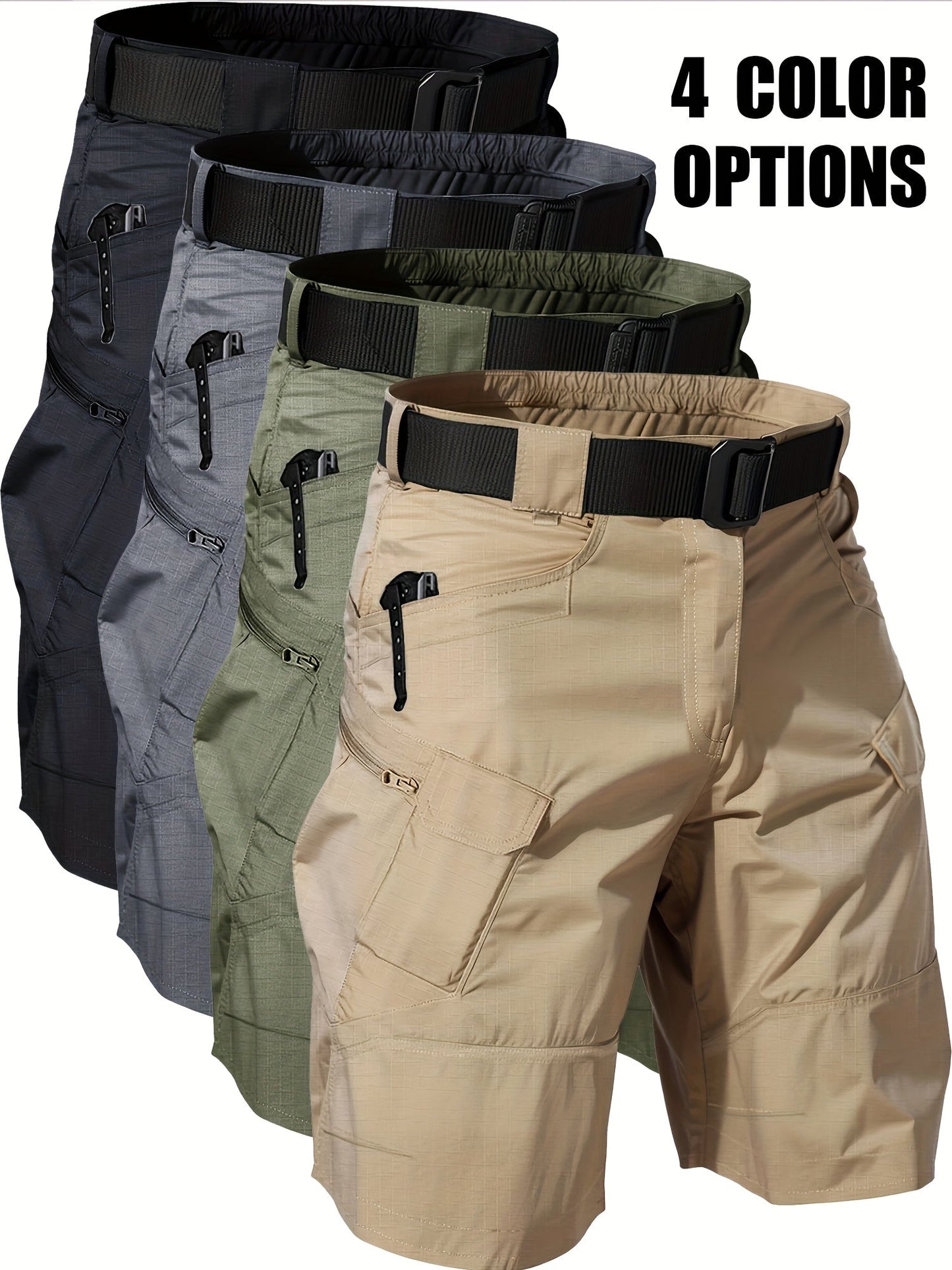 Men's Cargo Shorts – Breathable Quick-Dry Tactical Work Shorts with Multi-Pocket Design for Hiking, Outdoor, Fishing & Everyday Wear, Black Khaki Grey Fern Green, Sizes S-XXXL