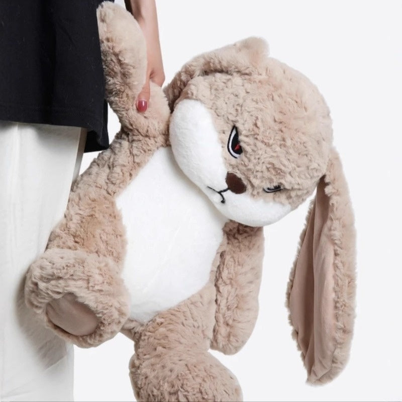 Bunny Rabbit Plush Stuffed Animal Pet Toy with Vivid Eyes Fluffy Ears Soft Huggable Interactive Cuddle Toy for Cats Kittens Dogs Puppies - Devil Long-Eared Rabbit Design
