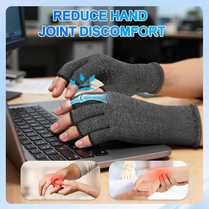 Fingerless Compression Gloves for Men & Women – Breathable Non-Slip Pain Relief Gloves for Arthritis, Typing & Gym – Black, Coffee, Grey & Purple, Sizes S-XL