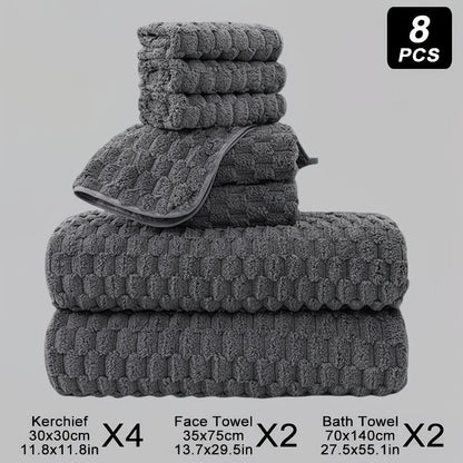 Waffle Weave Bath Towels 4-Pack & 8-Pack Ultra-Soft Quick-Dry Microfiber – Super Absorbent 281g/m² 80/20 Polyamide Spa Gym Travel Towels, Lint-Free Antimicrobial, Multiple Colors
