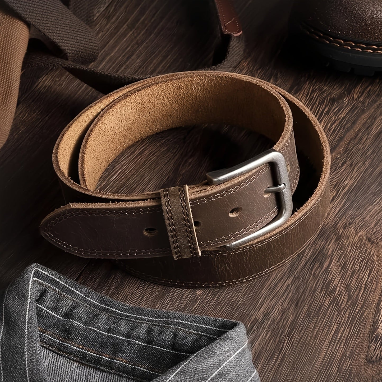 2-Pack Men's Genuine Leather Belts Gift Set – Handmade with Zinc Alloy Buckle, Sizes 30-50, Perfect for Daily Jeans, Father's Day, Christmas & Thanksgiving