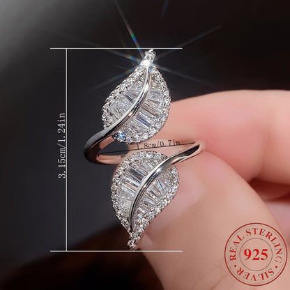 925 Sterling Silver Leaf Ring Set for Women – Elegant Boho CZ Cubic Zirconia Stackable Rings, Hypoallergenic, Daily & Holiday Wear, Perfect Gift