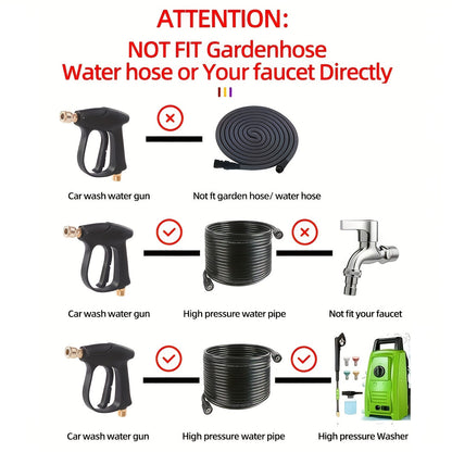 High Pressure Washer Gun 3000 PSI with 5 Spray Nozzles, 1/4" Quick Connect & M22-14 Hose Connector – Car Wash, Garden Irrigation & Patio Cleaning Spray Gun for Pressure Washers