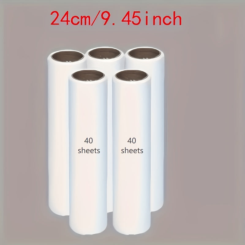 Portable Pet Hair Removal Roller Set with 5 Extra-Sticky Refill Rolls - Disposable Lint Roller for Dog & Cat Hair on Carpets & Clothing - Easy-Replace Paper Roll (3 Size Options)