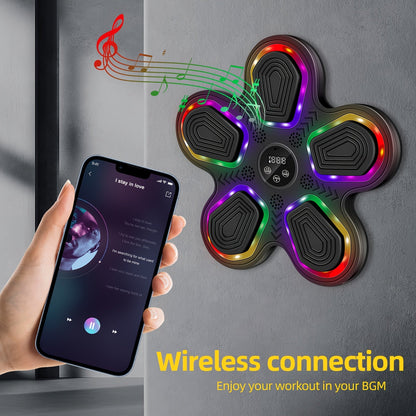 Smart Music Boxing Machine with Gloves – Wall Mount, LED Rhythm Lighting, Bluetooth, 9 Speed Modes, Intelligent LED Strike Counter, Home Gym Fitness Gift for Adults & Teens