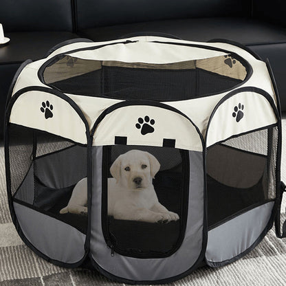 Portable Foldable Pet Playpen with Zipper Gate – 3 Sizes S/M/L Collapsible Mesh Enclosure for Cats, Dogs, Puppies & Kittens, Scratch-Resistant Indoor Outdoor Pet Fence Play Yard