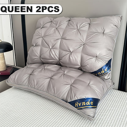 2 Pack Luxury Hotel Quality Bed Pillows Cooling Deep Sleep Neck Support Non-Collapse Hypoallergenic Polyester Fill for All Seasons Queen King Size in White Gray Pink Soft Texture Sleeping Pillow Gift