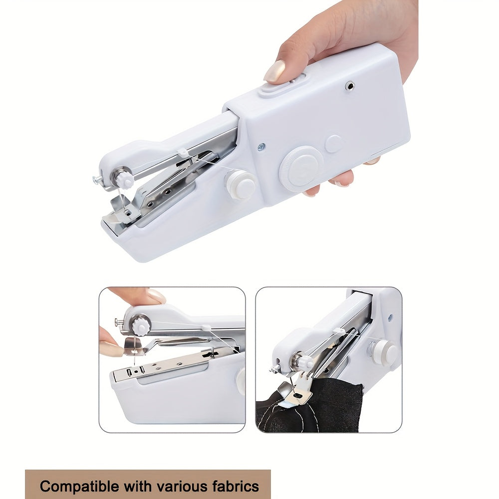 Portable Cordless Mini Sewing Machine with Accessory Kit – Lightweight Handheld Stitching Tool for Beginners Quick Fabric Repairs Hemming and DIY Crafts in White or Black