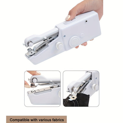 Portable Cordless Mini Sewing Machine with Accessory Kit – Lightweight Handheld Stitching Tool for Beginners Quick Fabric Repairs Hemming and DIY Crafts in White or Black