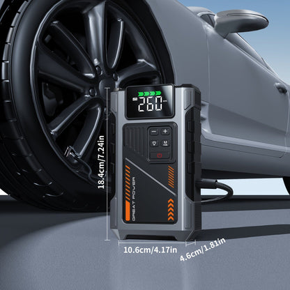 8000A Portable Jump Starter with Air Compressor – 12V Battery Booster for 8.0L Gas & 6.5L Diesel, USB Ports, LED Flashlight, Jump Box for Cars, Trucks & SUVs