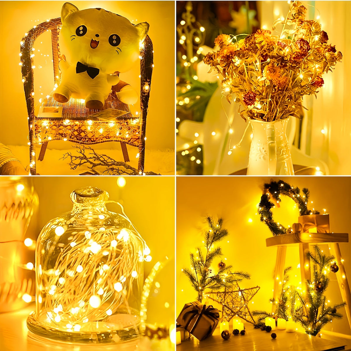 LED Fairy Lights Battery Operated 30/100 Pack – 6.5ft 20 LED Silver Wire Firefly String Lights for Wedding, Christmas, Halloween, Bedroom, Party Table Centerpieces & DIY Crafts Decor