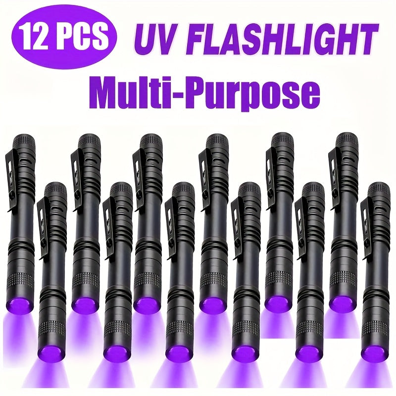 UV Black Light Flashlight 2-12 Pack Mini Blacklight Pen - Pet Urine Detector, Resin Curing, Scorpion Detection, Glow Party LED UV Lamp Set