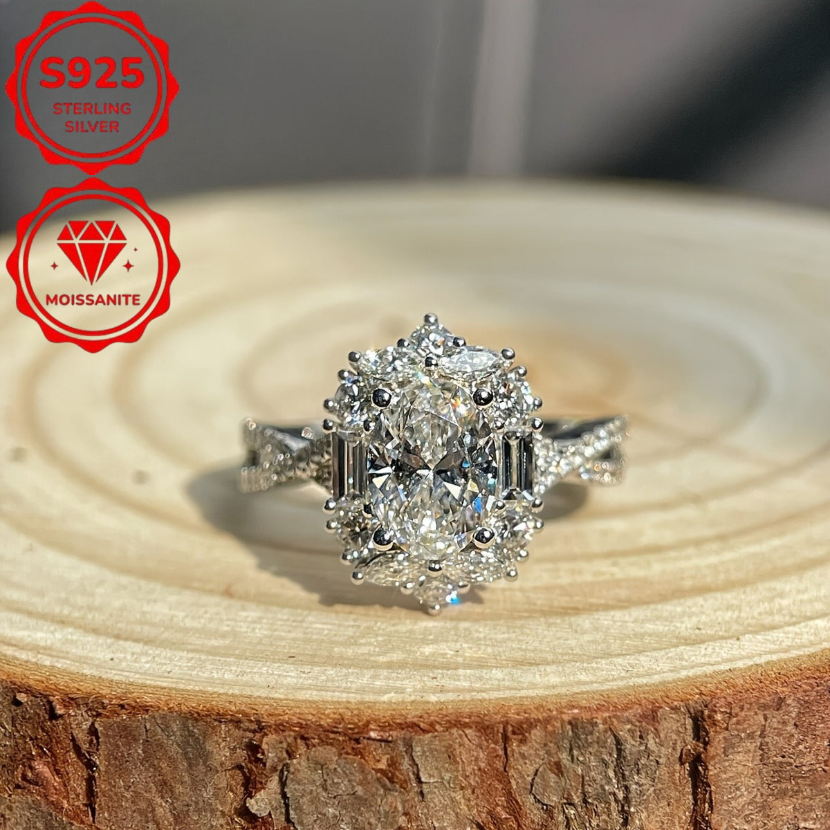 S925 Sterling Silver 2-Carat Oval Moissanite Engagement Ring – Bohemian Cross Design, Sizes 6-10, Wedding Anniversary Promise Ring, Perfect Gift for Her, Valentine's Day & Birthday