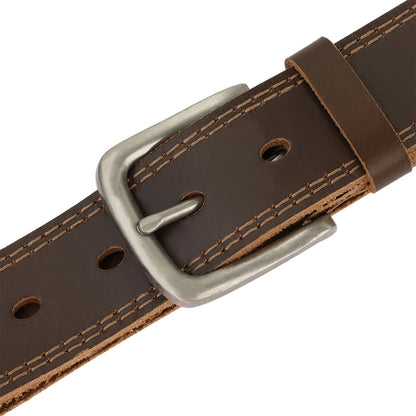 2-Pack Men's Genuine Leather Belts Gift Set – Handmade with Zinc Alloy Buckle, Sizes 30-50, Perfect for Daily Jeans, Father's Day, Christmas & Thanksgiving