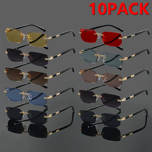 10 Pairs Frameless Butterfly Glasses Oversized Vintage Reading Sunglasses Unisex Multi-Color Metal Hinge Eyeglasses Set for Women Men Fashion Eyewear Bulk Pack