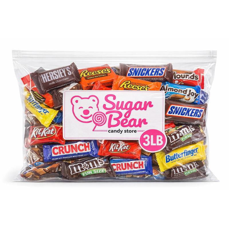 Bulk Assorted Chocolate Candy Mix Fun Size Individually Wrapped - Milk Chocolate Caramel Peanut Butter Variety Party Bag 1 lb 3 lb 6 lb