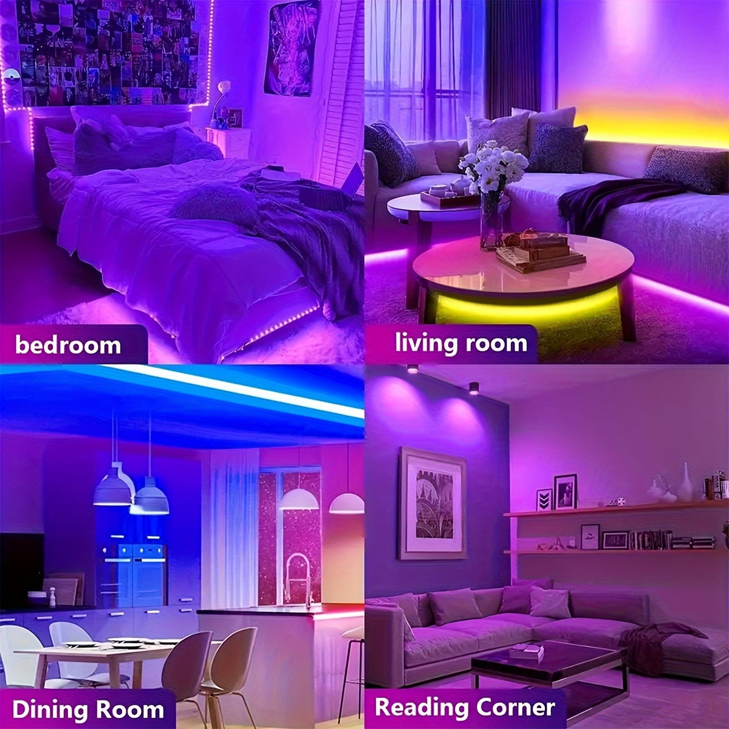 100ft LED Strip Lights Color Changing with 44-Key Remote & Power Supply – RGB LED Light Strip for Bedroom, Living Room, Festival, Wedding, Carnival & Party Decoration – 30M Indoor Ambiance Lighting