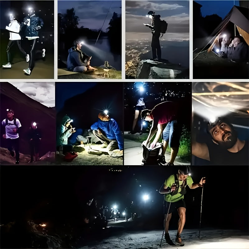 LED Rechargeable Headlamp 2-Pack – 5 LED USB Charging 4-Mode IP65 Waterproof Head Mounted Flashlight for Camping Hiking Hunting Fishing Running Outdoor Sports Men Women