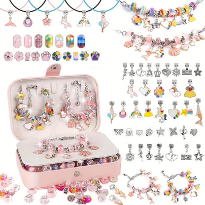 134pcs Charm Bracelet Making Kit – Cute DIY Jewelry Beading Set with 120 Beads, 6 Bracelets, 6 Necklaces, Jewelry Box & Gift Bag, Best Birthday New Year Gift for Girls Kids Teens