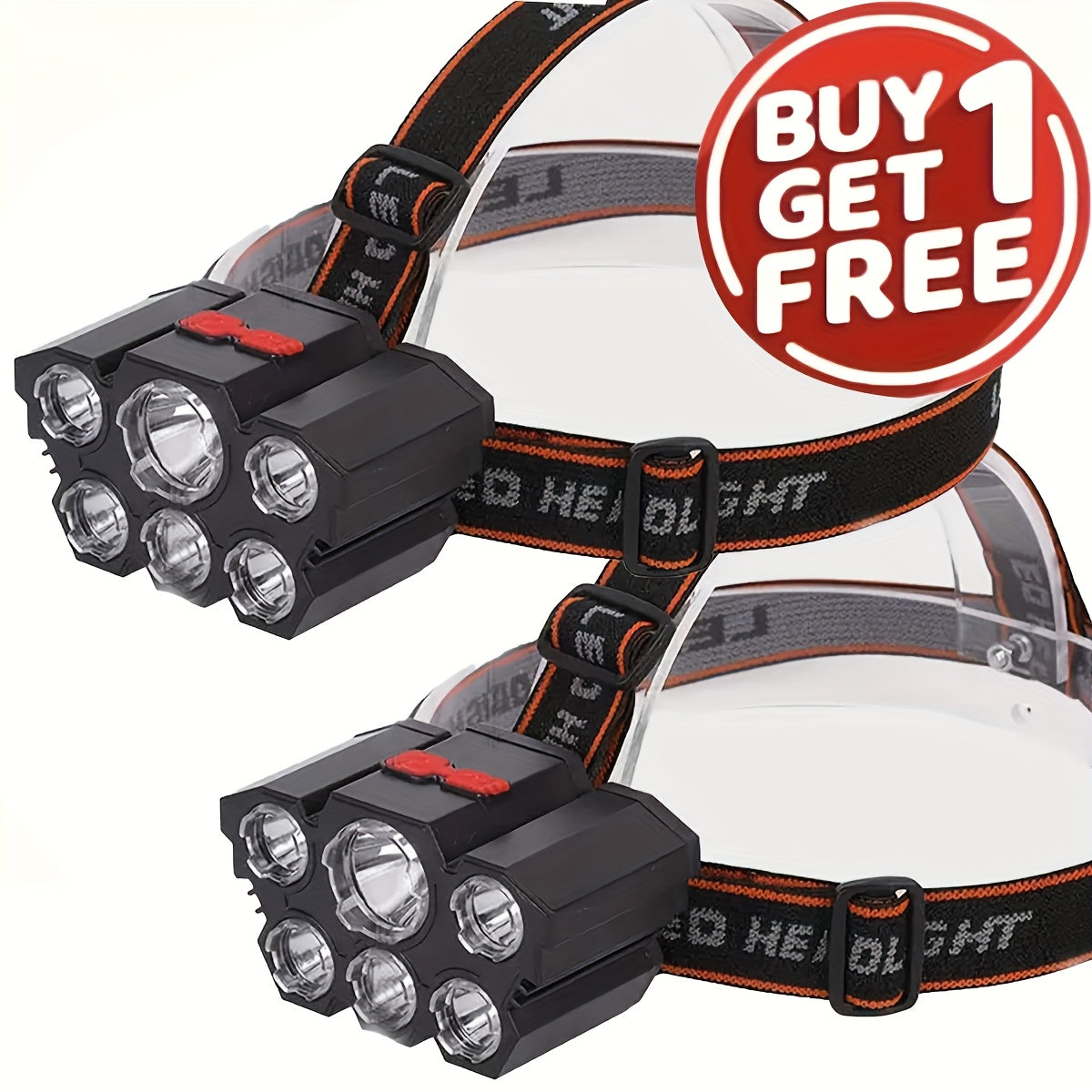 LED Rechargeable Headlamp 2-Pack – 5 LED USB Charging 4-Mode IP65 Waterproof Head Mounted Flashlight for Camping Hiking Hunting Fishing Running Outdoor Sports Men Women
