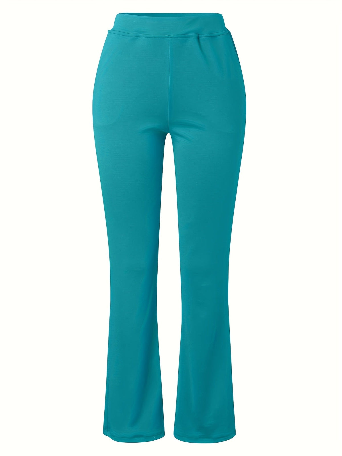 Women's High-Waist Stretch Flared Trousers | Elastic Waistband Wide Leg Pants with Pockets Casual Elegant Spring Summer Long Pants