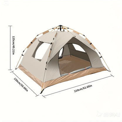Pop Up Camping Tent Automatic Quick Open Waterproof Sunproof 2-3 Person Portable Outdoor Beach Tent for Hiking Picnic Music Festival Independence Day – All-Season Square Camp Tent with 2 Doors (Moonlight White)