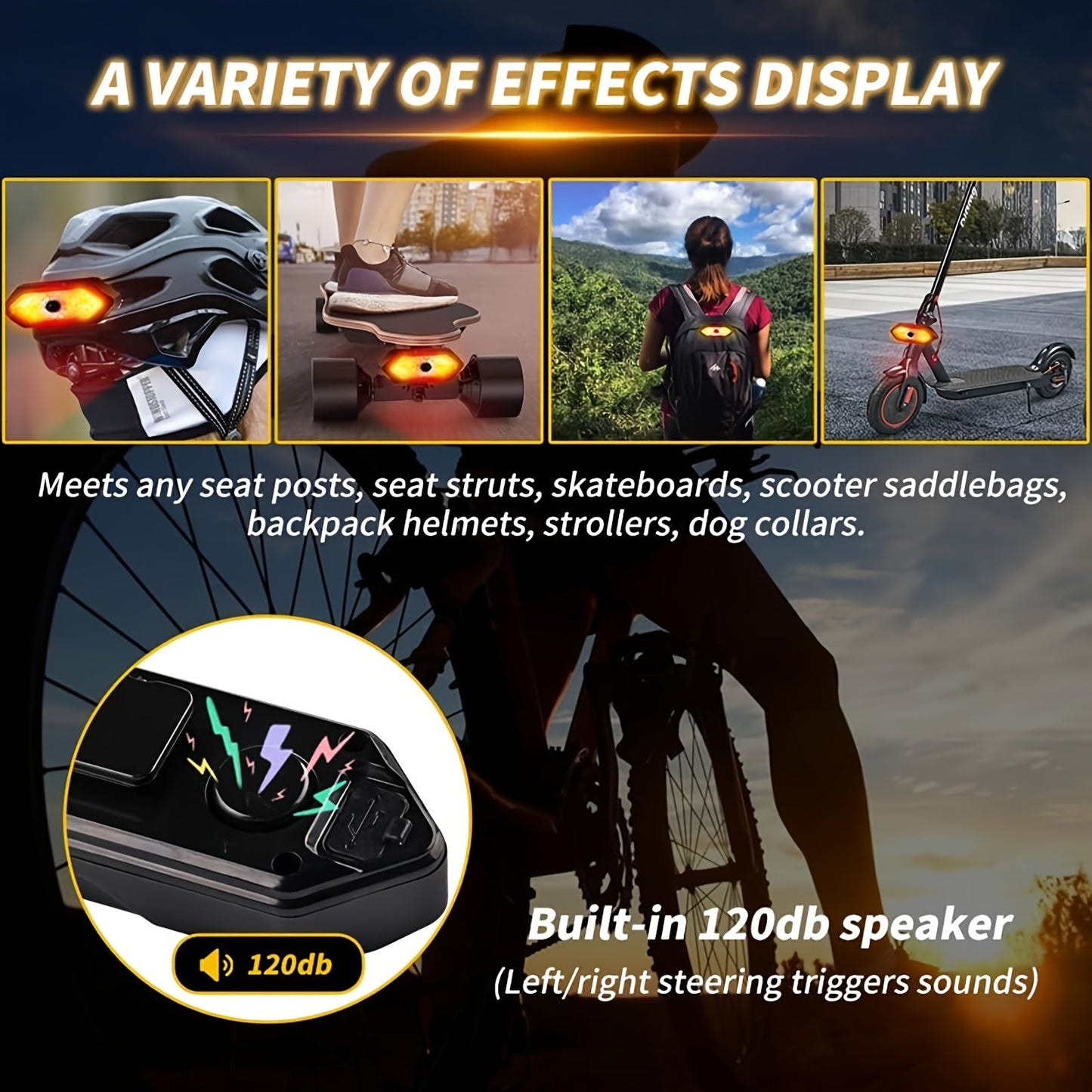 Bike Tail Light with Turn Signals USB Rechargeable 120 Lumens 5 Modes Wireless Remote Control LED Safety Rear Light for Road Mountain Commuter Bike Adults Kids Men Women Cycling