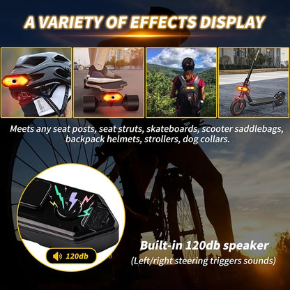 Bike Tail Light with Turn Signals USB Rechargeable 120 Lumens 5 Modes Wireless Remote Control LED Safety Rear Light for Road Mountain Commuter Bike Adults Kids Men Women Cycling