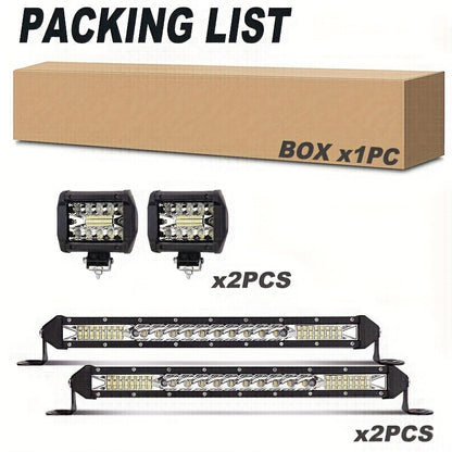 LED Work Light Bar Kit for Off-Road Truck Jeep SUV UTV ATV Tractor – 22" & 10" Light Bar + 4" LED Pods, 2000-3000 Lumens, 12-24V, No Battery Required, Multiple Configurations