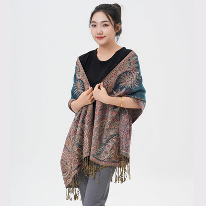 Phoenix Tail Paisley Pashmina Scarf – Thick Warm Wrap Shawl for Women, Luxurious Soft Fabric in 17 Vibrant Colors, Versatile for Formal Events, Everyday Wear & Gifting