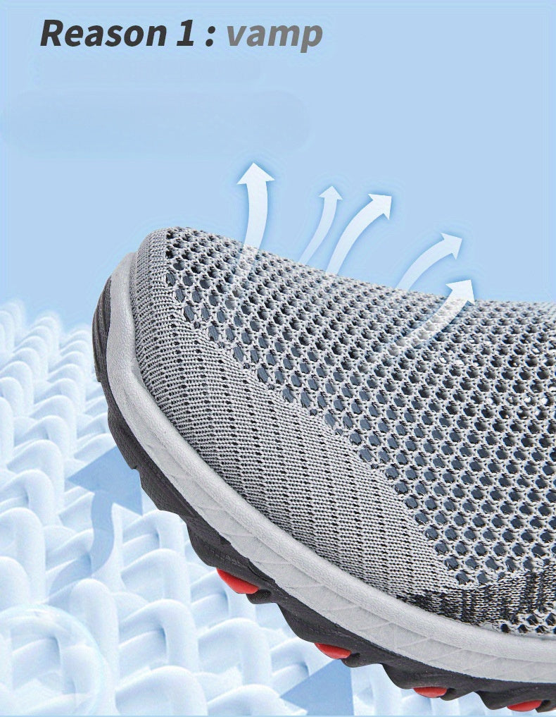 Men's Breathable Mesh Slip-On Sneakers – Lightweight Low-Top Casual Athletic Shoes with Rubber Sole, Round Toe, Monochrome Fabric Upper, Easy Wear Loafer-Style Footwear for Walking, Gym & Everyday Comfort, Spring & Summer